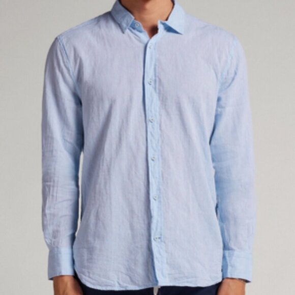 INTIMISSIMI Uomo Light Blue Linen/Cotton Button Up Shirt XL - Picture 2 of 14
